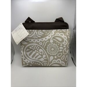 Thirty-One Brown Floral Woodblock Oh Snap Pocket Organizer - NEW